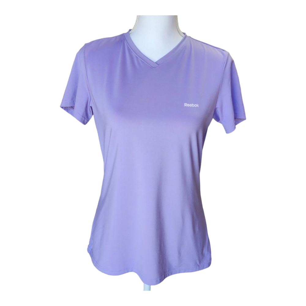 Reebok Women's Athletic Short Sleeve Shirt, Play Dry, V-Neck, Size Large, L